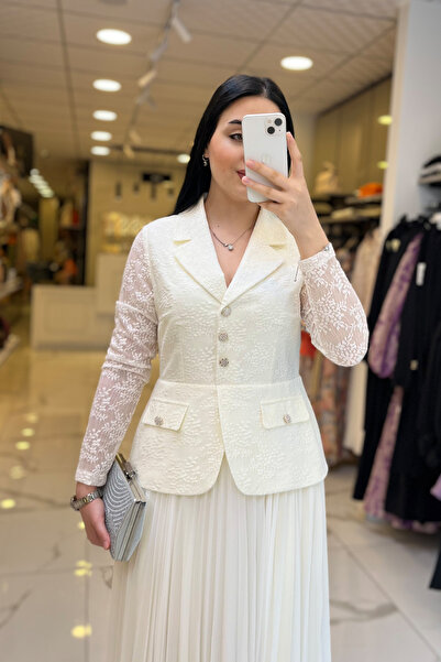 Vosse Ekol Ekru Küpürlü Düğmeli Elbise