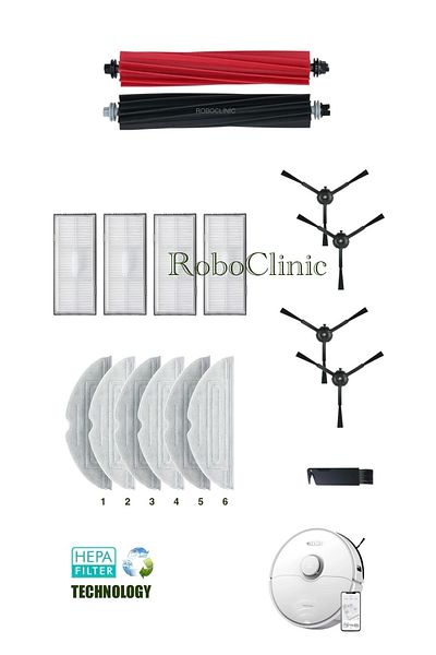 Roboclinic Roborock S8 Sonic Mopping Robot Vacuum Cleaner Compatible Brush Hepa Filter Mop Set-17 Pieces