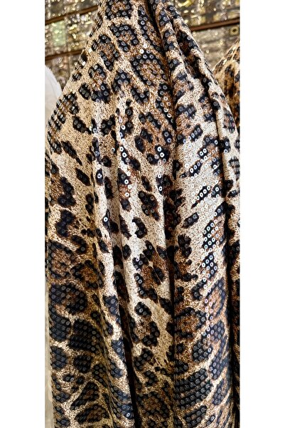 ODDA TASARIM ATÖLYESİ Βραδινό φόρεμα με παγιέτες και λεοπάρ στάμπα - πολυτελές ύφασμα