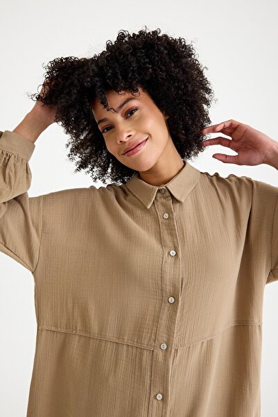 QANU Müslin Gömlek Vizon