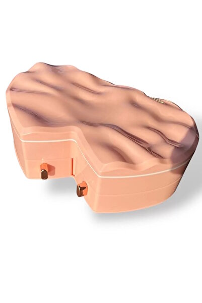 CAŞ DEKORASYON منظم مجوهرات ذو درج عاكس على شكل قلب باللون الوردي