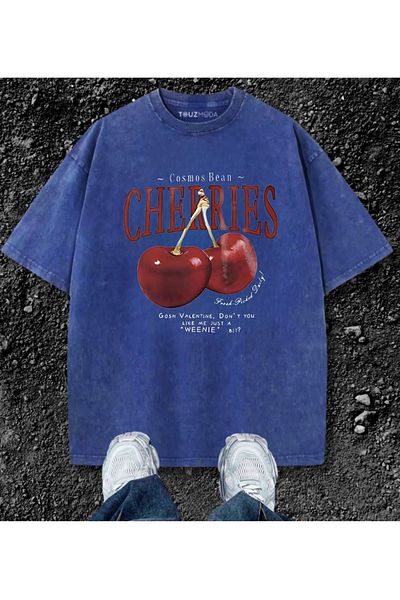 Touz Moda Μπλουζάκι με στάμπα Cherries Oversize