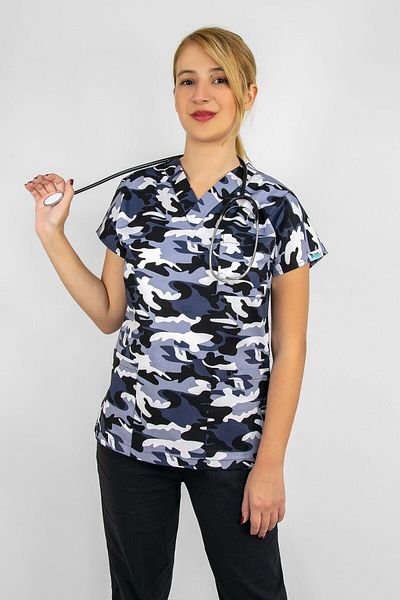 Nur Medikal Giyim Tricou unisex cu model de camuflaj din Lycra