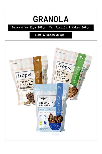 FROPİE Fropie Almond & Vanilla - Peanut & Cocoa - Apple & Almond Granola 360g Set of 3