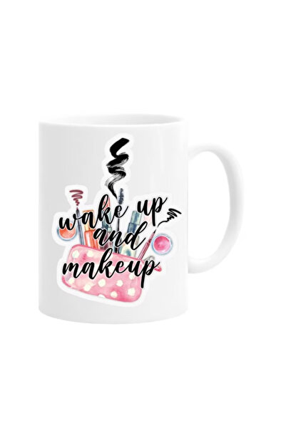 OEM Εξατομικευμένη λευκή κούπα "Wake Up & Makeup", Inovatix®. 330 ml