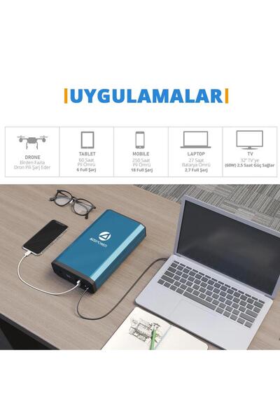 Acopower X230 14.8Volt 13Amper Li-ion Yedek Buzdolabı Aküsü + Powerbank + LED Lamba