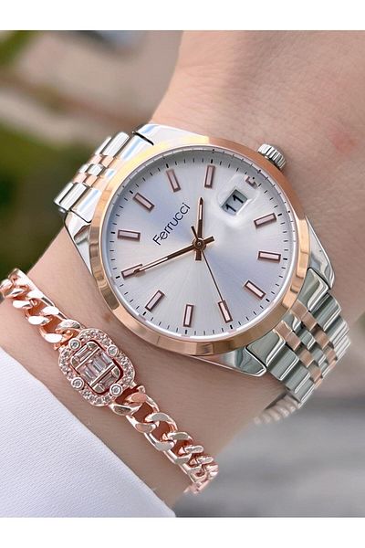 Ferrucci Steel Cord 2 Year Warranty Reinforced Dial Waterproof Women Wrist Watch Bfc.03298.04