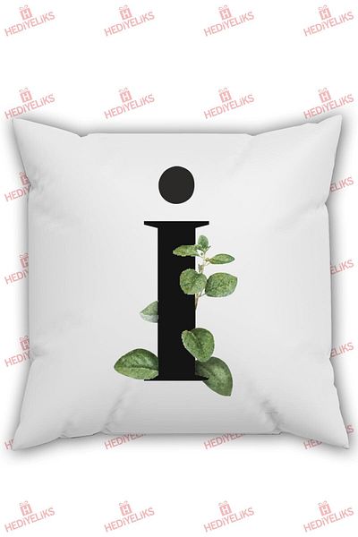 HEDİYELİKS Letter I Alphabet Themed Flower Patterned Pillow