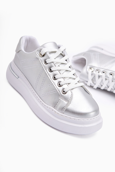 Limoya Anastazia Silver Heel Detailed Sneakers