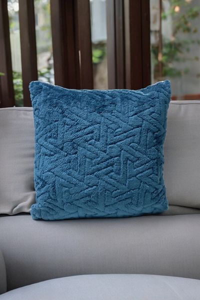 Mislina Home Bohemian Zigzag Diseni 45x45cm Mohair Master este din piele de pernă albastru petrol.