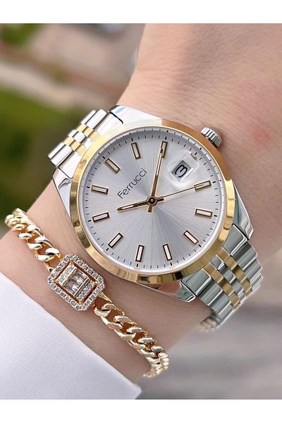 Ferrucci Steel Cord 2 Year Warranty Reinforced Dial Waterproof Women Wrist Watch Bfc.03298.05