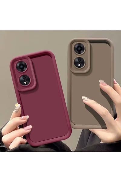 m.tk moveteck Oppo Reno A60 Case Soft Colorful Launch Silicone Camera Protected Protruding Thick Edges 3D Coffe