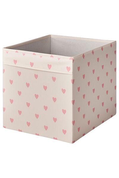 IKEA REGNBROMS Box, heart pattern/pink, 33 x 38 x 33 cm