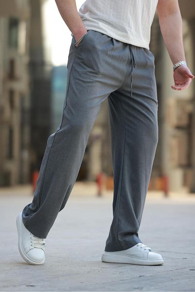 Madmext Anthracite Adjustable Waist Relaxed Cut Men's Trousers E6564
