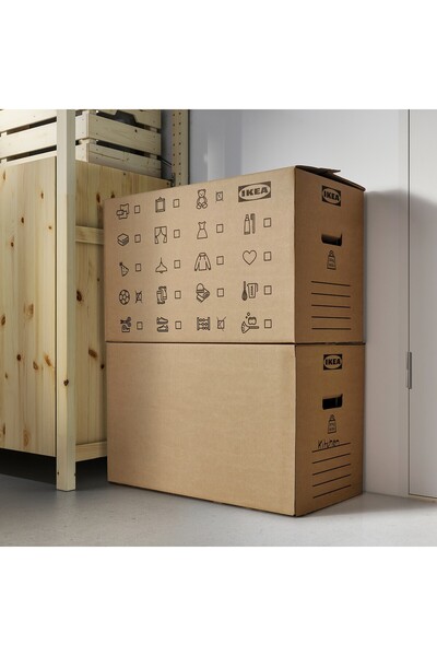 IKEA DUNDERGUBBE Moving box, brown, 64 x 34 x 40 cm/80 l