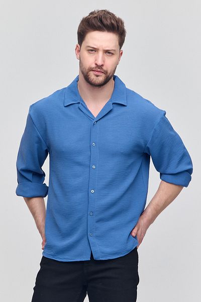 COMBİNE MİCHAİL Ανδρικό πουκάμισο Oversize Μακρυμάνικο Λινό Καλοκαιρινό Πουκάμισο