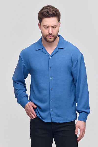 COMBİNE MİCHAİL Ανδρικό πουκάμισο Oversize Μακρυμάνικο Λινό Καλοκαιρινό Πουκάμισο