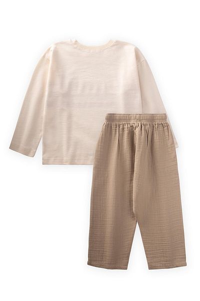 Cigit Brave Striped Seasonal Suit 2-8 Years Ecru