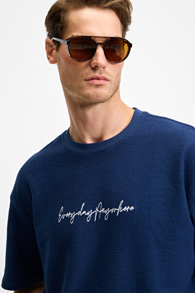 GRIMELANGE Чоловічий вишитий іспарський сорочка 100% органічна бавовна, велосипедний комір, червона футболка