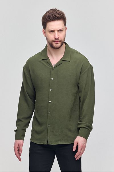 COMBİNE MİCHAİL Ανδρικό πουκάμισο Oversize Μακρυμάνικο Λινό Καλοκαιρινό Πουκάμισο