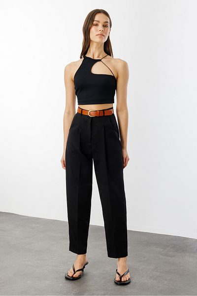 GENIUS STORE Γυναικείο Skinny Leg Πλισέ Ζώνη Εποχιακό Υφασμάτινο Παντελόνι ΜΕ ΖΩΝΗ-ΠΑΝΤΕΛΟΝΙ