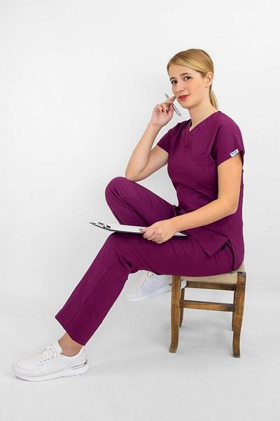 Nur Medikal Giyim Uniforme unisex pentru exterior, culoare prune, lycra, asistentă medicală