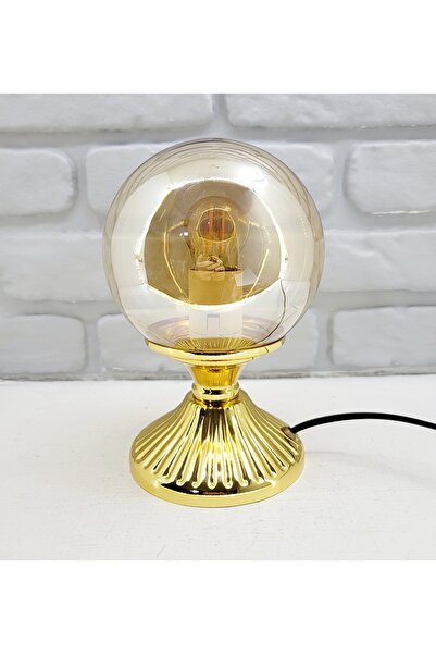 Decodelight مصباح طاولة عاكس الضوء ذو ساق معدنية ذهبية اللون مزخرفة حديثًا با...