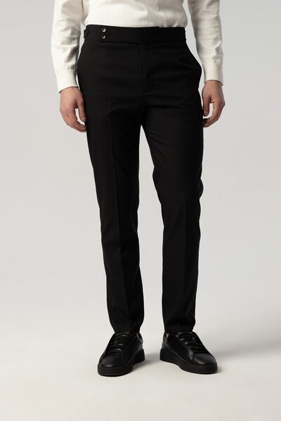 Score Michail Uzun Dilli Bel Toka Detaylı Siyah Kumaş Pantolon 2351-07