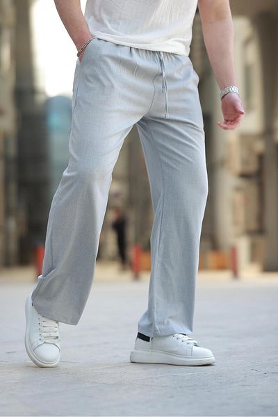 Madmext Gray Adjustable Waist Relaxed Cut Men's Trousers E6564