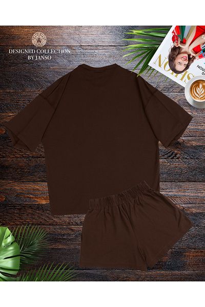 JANSO GROUP - Women Short Sleeve Tshirt-Shorts Set Large Size Oversize Cotton