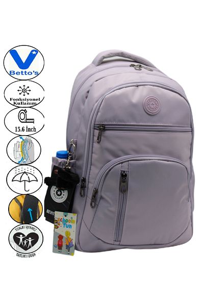 betto's Water Resistant Unisex School Backpack - Adjusts - Light Lavender