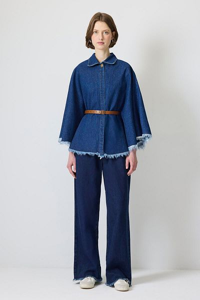 Touché Privé PONCHO DENIM DETALIAT CREAȚĂ