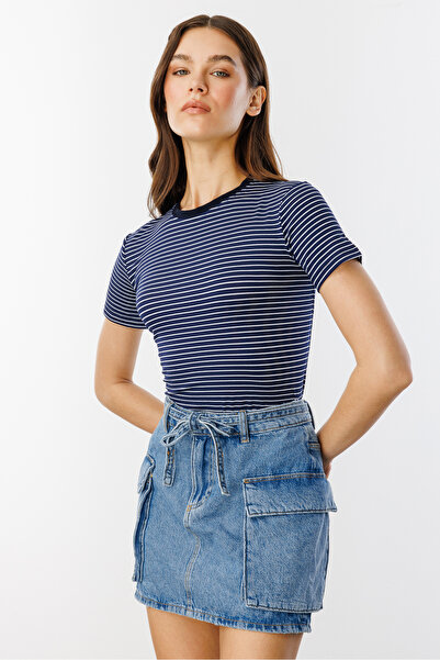 GENIUS STORE Γυναικείο ριγέ κοντομάνικο μπλουζάκι ΡΙΓΕΣ-T-SHIRT