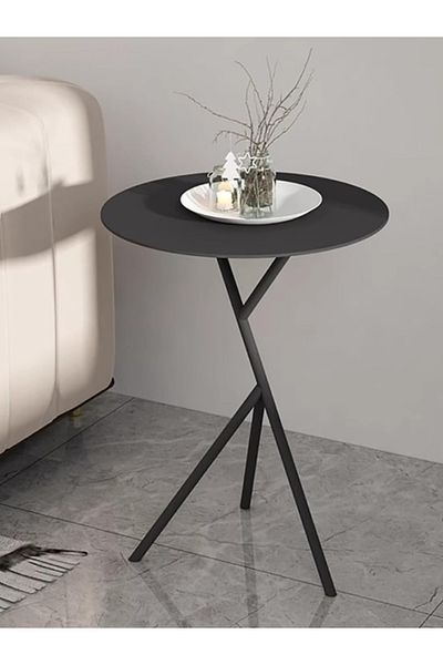 MARIA HOMES Modern Metal Side Table Black | Elegant & Sturdy Accent Table 45x45x56cm