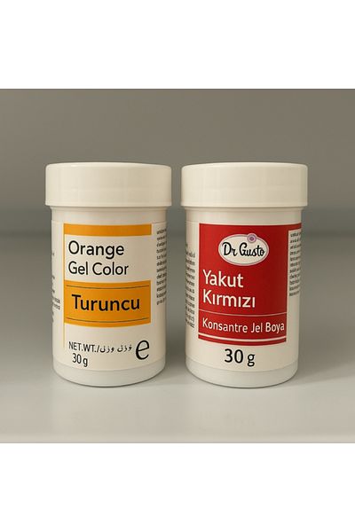 Dr. Gusto Gel Food Color Set of 2 Orange Ruby Red 30 Gr