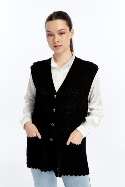 larocci Women's Standard V-Neck Small Argyle Pattern Mother Vest with Pockets