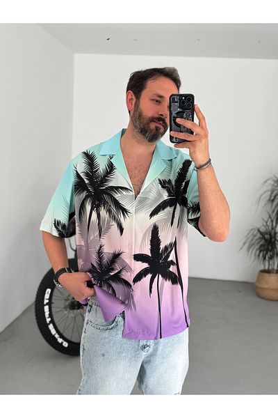 BYBASICMAN Turquoise Vice Short Sleeve Shirt C-1674