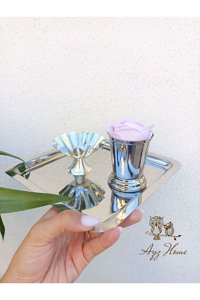 AYZ HOME 21*21 Presentation Tray - Turkish Delight and Rose Bucket Velvet Rose Set (Promise, Engagement, Promise, Coffee Presentation)