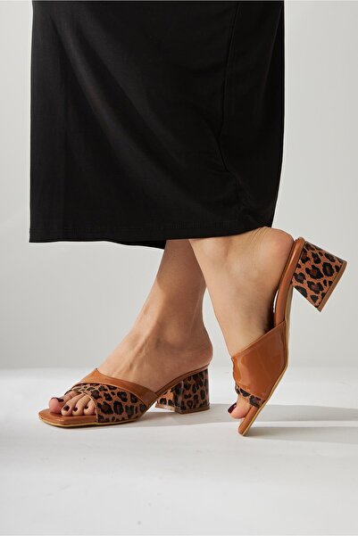 Limoya Morena Кафе Rugan Леопард Деталізовані Жіночі Капці на Низькому Каблуці Вигідна Пропозиція