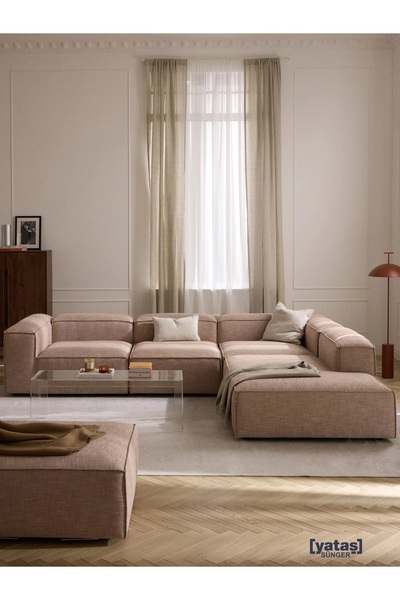 Mobilya Stant Most Mollis Pro 4 Modül Sağ Köşe Koltuk Takımı 09 Bej Keten Kum...