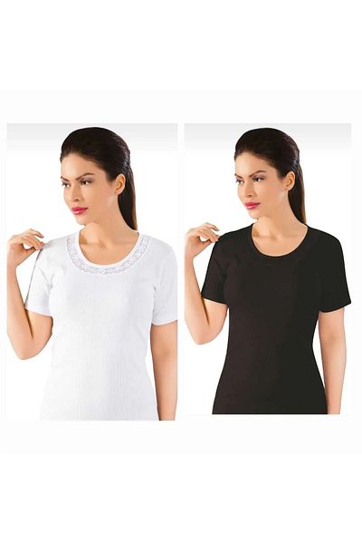 LÜXDRM 5 Pieces 100% Cotton Thread Ribbed Half Sleeve Undershirt