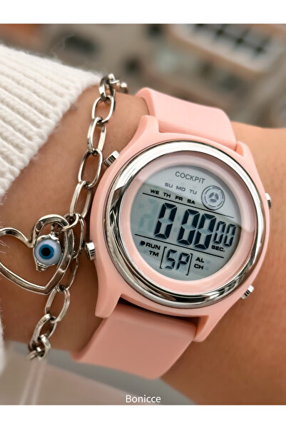 Cockpit Water Resist Sports Wristwatch, Alarm, Light and Silicone Cord Kitten Augzi̇ Color