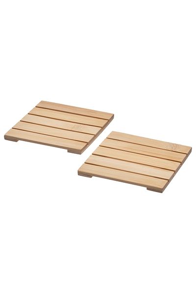 IKEA STRANDFLOKA Bamboo Coasters 2 Pack 9cm Diameter IKEA of Sweden