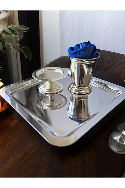 AYZ HOME Presentation Tray 21*21/ Turkish Delight Cup/ Rose Bucket/ Velvet Rose Set -(WORD, ENGAGEMENT, DESIGN, COFFEE PRESENTATION)