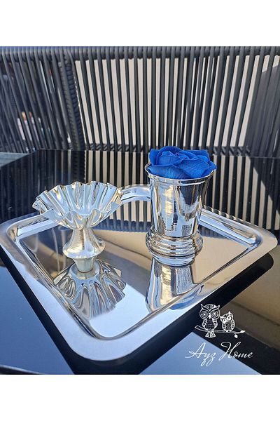 AYZ HOME 21*21 Presentation Tray - Turkish Delight and Rose Bucket Velvet Rose Set (Promise, Engagement, Promise, Coffee Presentation)