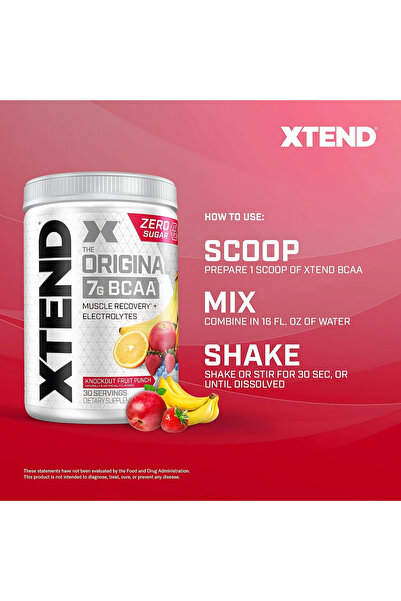 xtend Original BCAA Powder, Knockout Fruit Punch Flavor, 30 Servings