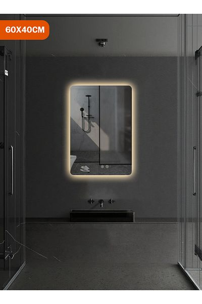 Taimi مرآة مستطيلة مقاس 40×60 مع إضاءة خلفية وزر لمس ذكي