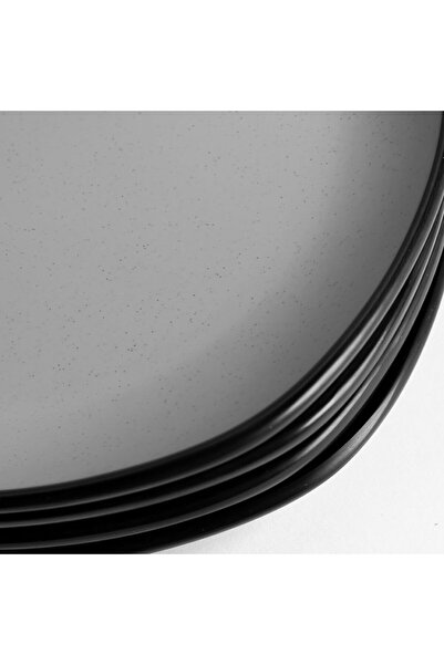 mastergold Melamine 6 Piece Square Flat Dinner Plates ( Grey | Black, 22.5cm ) for Meat, Noodles & Desserts