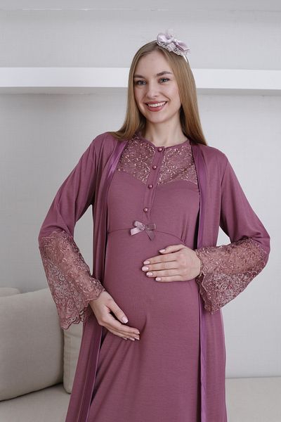 EM&FA TEKSTİL Maternity Maternity Nightgown Dressing Set