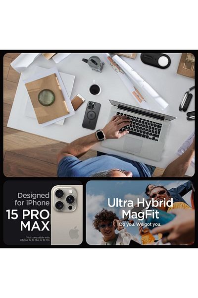 Spigen Spigen Ultra Hybrid MagFit for iPhone 15 Pro Max case cover compatible with MagSafe - Frost Black